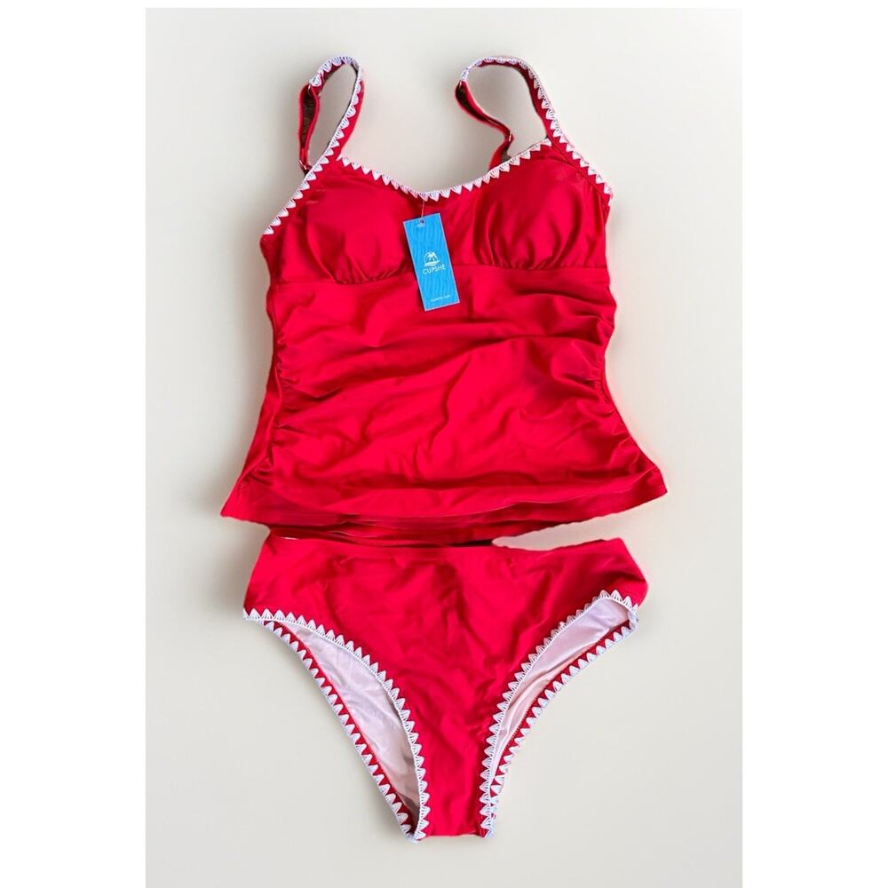 Cupshe Red Tankini Two Piece Swimsuit Size Medium NWT